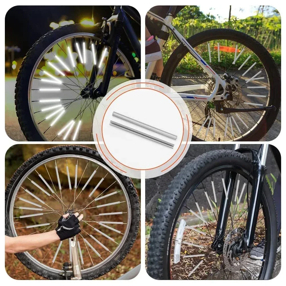 Bike Accessories 12Pcs Reflective Mount Clip Tube Warning Strip Bicycle Wheel Spoke Reflector Stripe Steel Wire Lamp MTB Bike Reflector Light