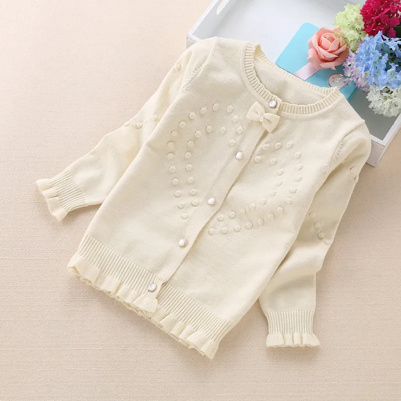 

new delivery Long sleeve knitwear cardigan sweater young girl students spring autumn coat solid clothes 100-165 3-12year bow