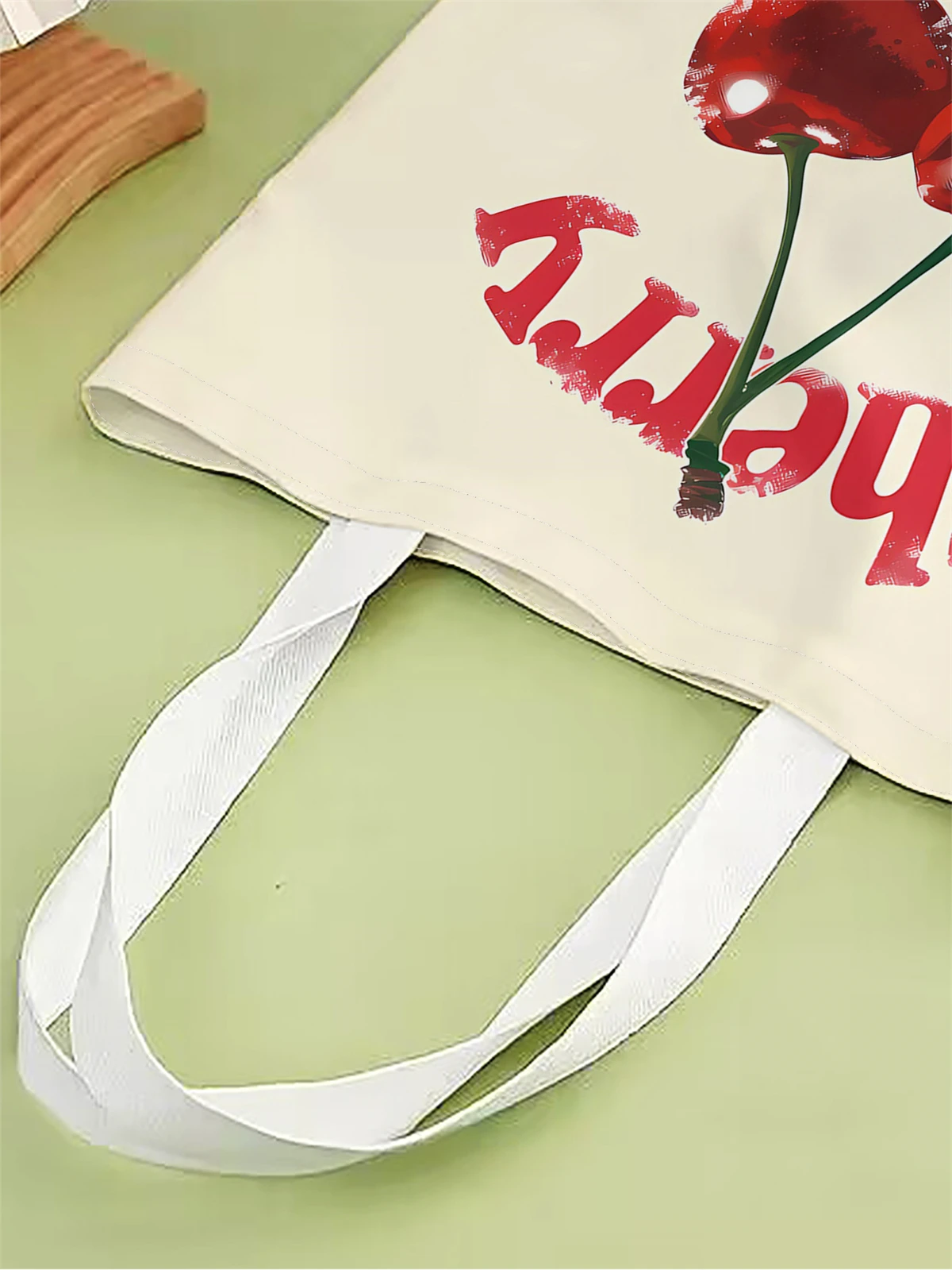 1pc,cartoon cherry handbag, reusable fashionable handbag, multifunctional handbag, printed canvas shopping bag