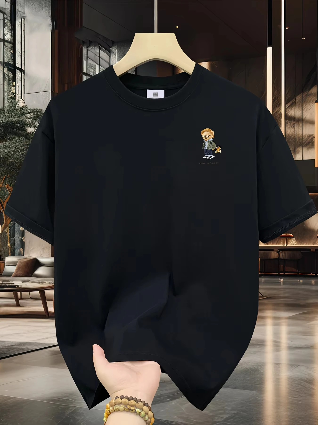 Men's Cotton T-shirt Summer Loose Size Fashions Cartoon Pattern Printed Casual And Comfortable Round Neck Short Sleeved  Top