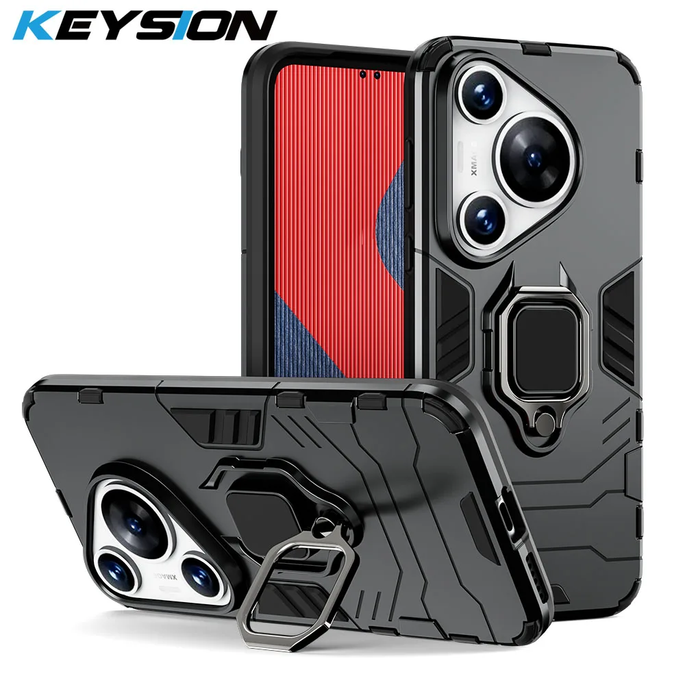 Custodia Antiurto Per Armatura Keysion Per Huawei P70 Pro P70 Art P60 Custodia Per Telefono Con Supporto Ad Anello In Silicone + Pc Per Huawei Nova 12