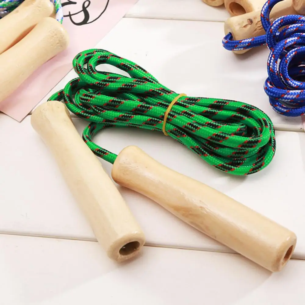 Kids Student Men Women Boys Girls Skipping Rope Wooden Handle Colorful Braiding Jump Rope Fitness Training jump rope