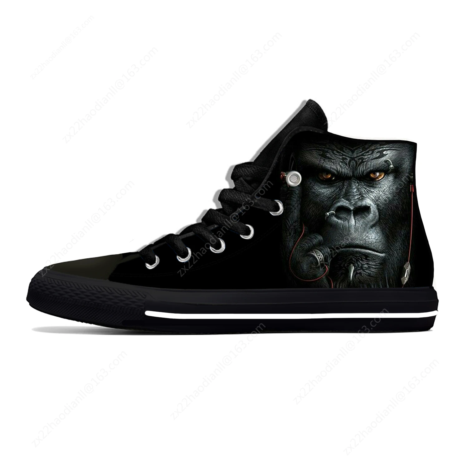 Funny Monkey Gorilla Pattern Lightweight Cloth 3D Print Hot Fashion High Top Canvas Shoes Mens Womens Casual Breathable Sneakers