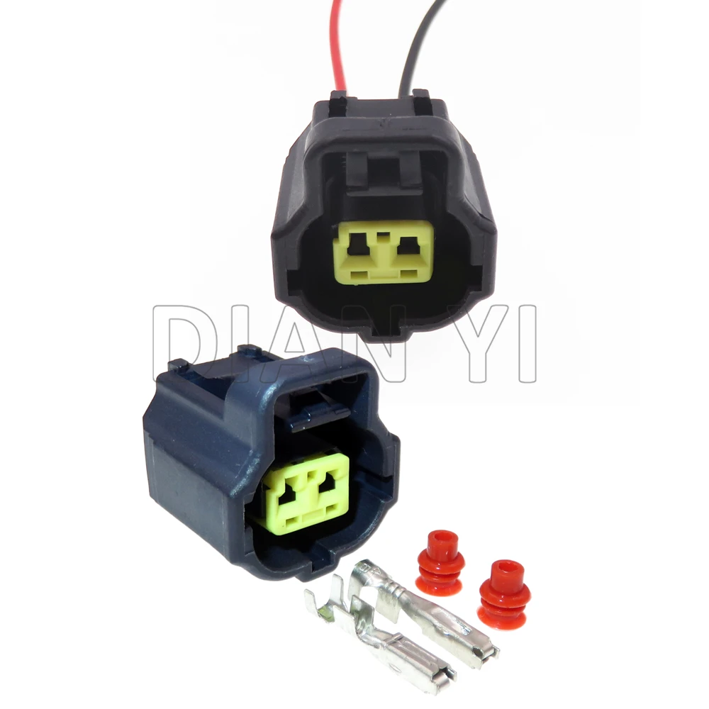 1 Set 2 Way Auto Oil and Water Temperature Sensor Socket with Terminal and Rubber Seals 184006 2