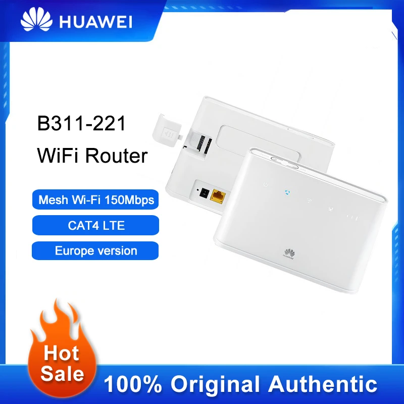 

Original Huawei B311-221 WiFi Router 4G LTE 150Mbps Outdoor Signal Repeater Network Expander With SIM Card Slot VPN APP Control