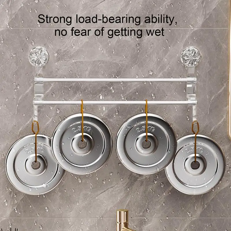 Dual-layer Suction Cup Towel Rack Stainless Steel Bath Towel Holder Shower Door Bar Rack Bath Restroom Holder