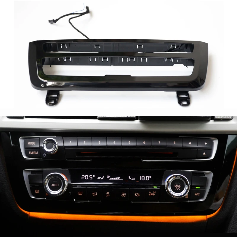 

Radio Trim LED Dashboard Center Console AC Panel Light with Blue Orange Atmosphere Light For BMW F30 F31 F32 F34 F36 3/4 Series