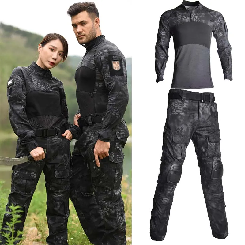 Tactical Pants Tactical Suit Tactical Shirt Outdoor Uniform Tactical Suits Combat Shirts Outfit Men Clothing Windproof Tatico Tops Airsoft Camo Hunting Pants +Pads