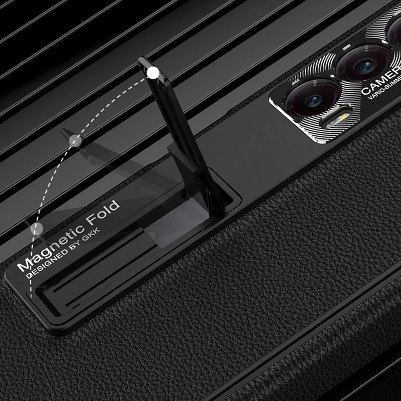 All-included Plain Leather Case For Honor Magic V2 Magnetic Hinge Case Shockproo