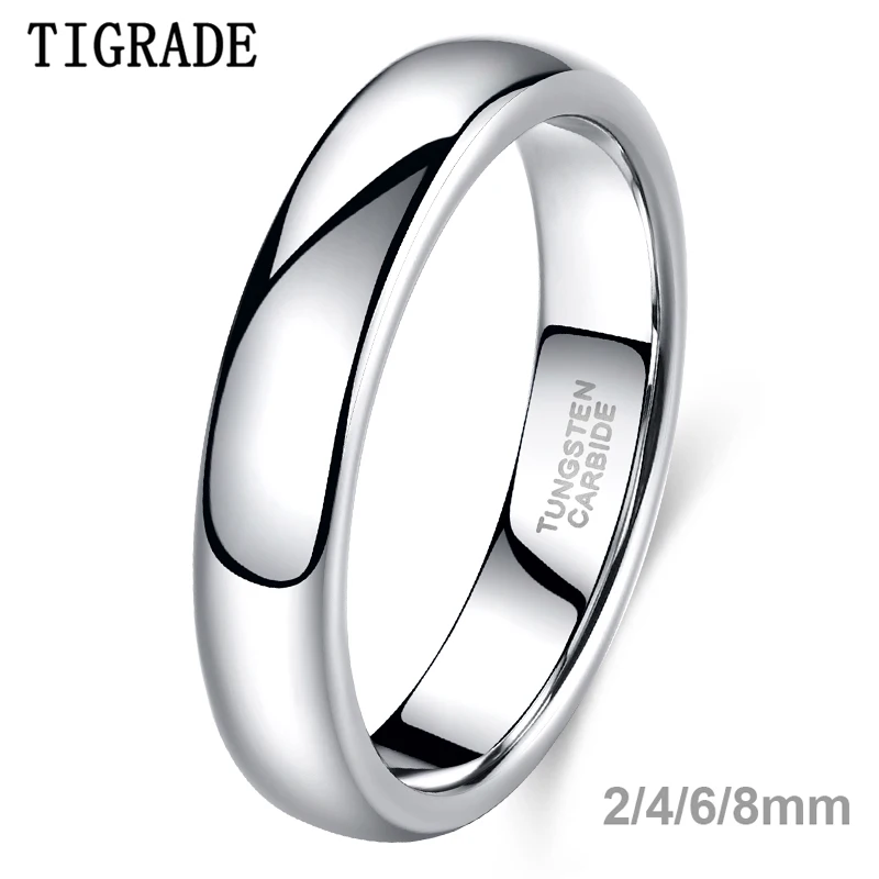 Tigrade Classic Jewelry 2/4/6/8mm Cute Men Women Simple Rings Polish100% Pure Tungsten Carbide Ring Wedding Band Engagement Ring 1
