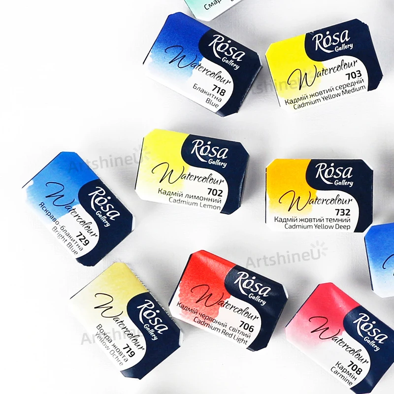 Professional ROSA Gallery Watercolor Paint Full Pans 2.5ML Portable Travel Transparent Water Colour for Artists Art Supplies