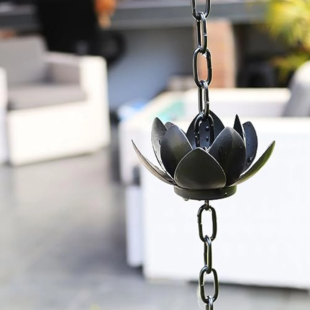 1.2 Meters Lotus Rain Chains For Gutters Decorative Rain Water Catcher Chime Functional Decoration Gutter Rainwater Diverter ﻿