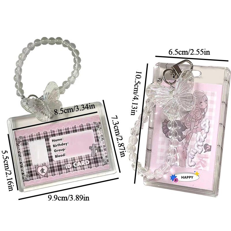 Cute Crystal Butterfly Photocard Holder 3 inch Photo Display Holder Credit ID Bank Card Bus Card Protective Case Pendant