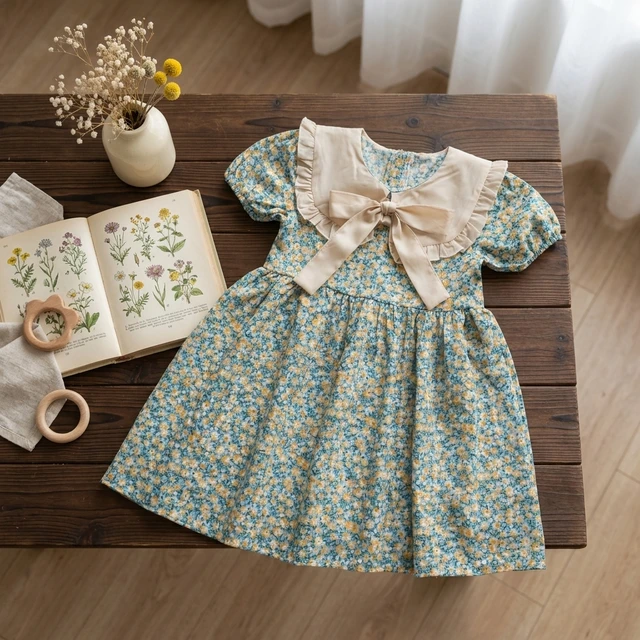 Robe florale pour filles, style tendance de l'été, robe pour enfants de célébrités d'Internet, robe élégante pour petite fille 1