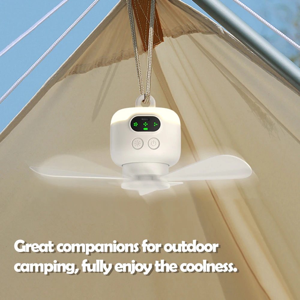 Ceiling Fan Portable Camping Tent 8000mah Ceiling Canopy Fan Rechargeable Wireless Fan Air Circulators with Remote Control Light