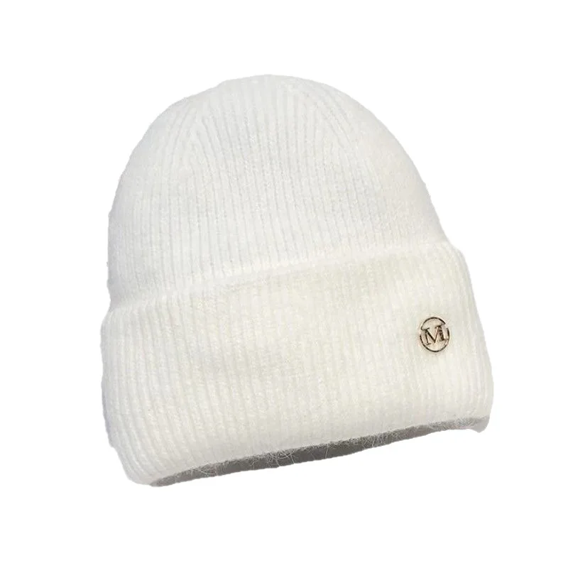 Knitted Hat with Thick Velvet for Women, Warm and Versatile, Big Head Circumference, Head Cover, Ear Protection, Cold Hat