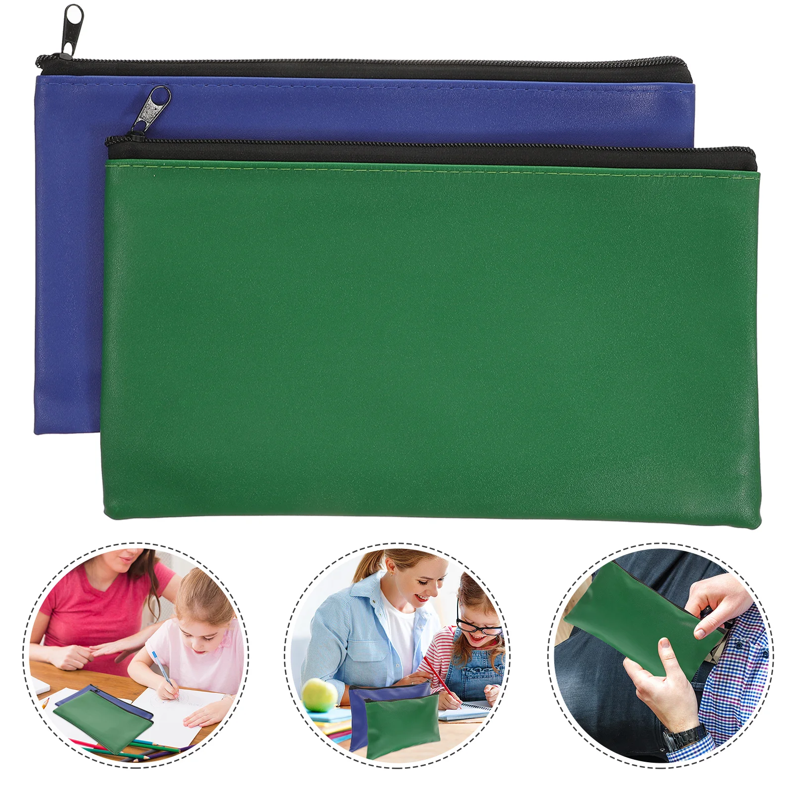 

2 Pcs Waterproof Deposit Bag Bags for Men Coin Purse Portable Documents Cash