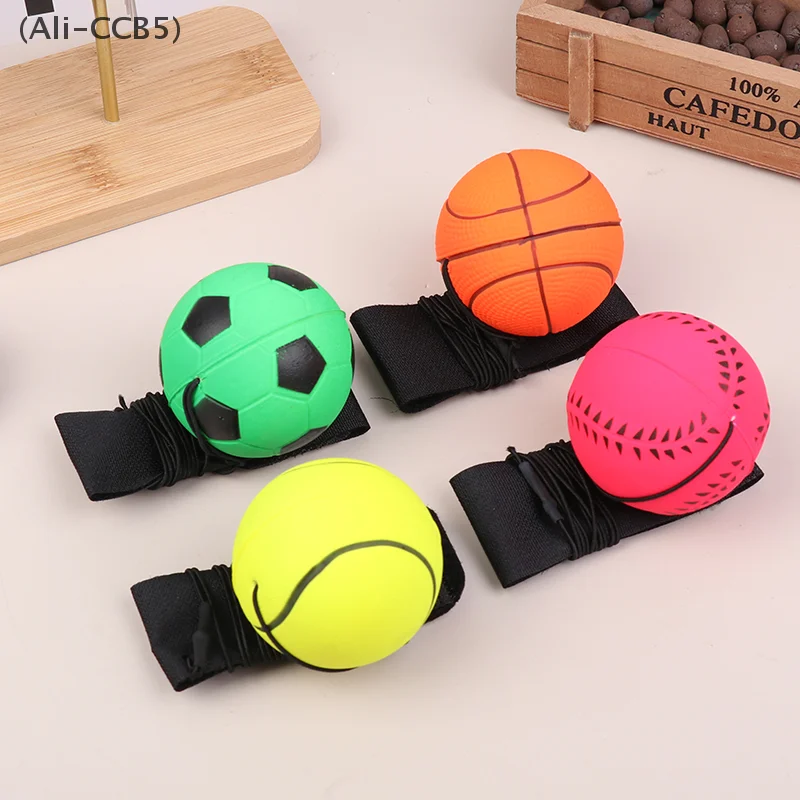 6CM Rubber Solid Hand Throwing Balls Wristband Bouncy Ball with Rope for Reaction Training