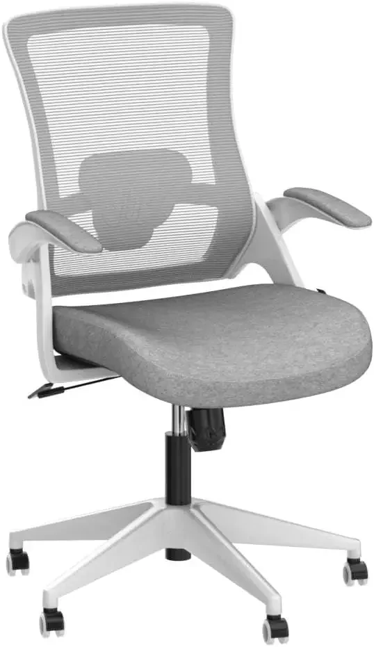 Height and Ergonomic Design Home Office Computer Desk Chair Executive Lumbar Support Padded Flip-up Armrest Swivel Chair (Grey) 5