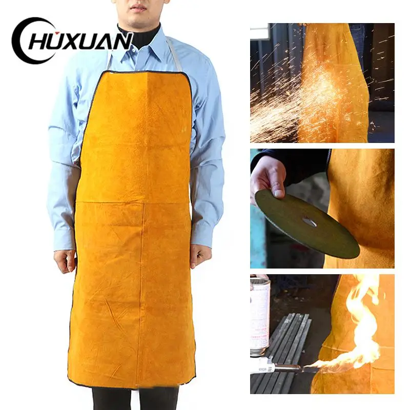 

Cow Leather Aprons Welding Heat Insulation Protection Welders Blacksmith 93x64cm High Temperature Apron Anti-scalding Apron