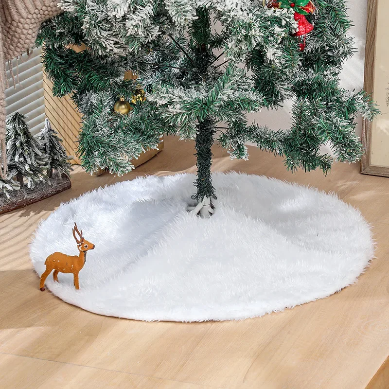 Description Picture 5 of item150CM White Christmas Tree Skirt Rabbit Velvet Fur Floor Mat Christmas Tree Decoration Rug Christmas Tree Skirt Apron Blanket