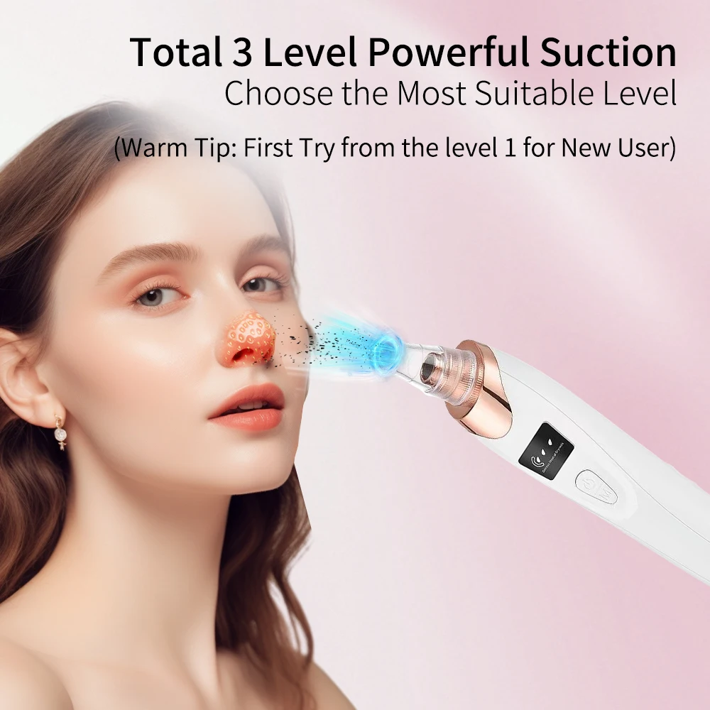 Electric Vacuum Suction Blackhead Remover Facial Pore Cleaner Comedone Spot Acne Pimple Blackhead Extractor USB Rechargeable 6