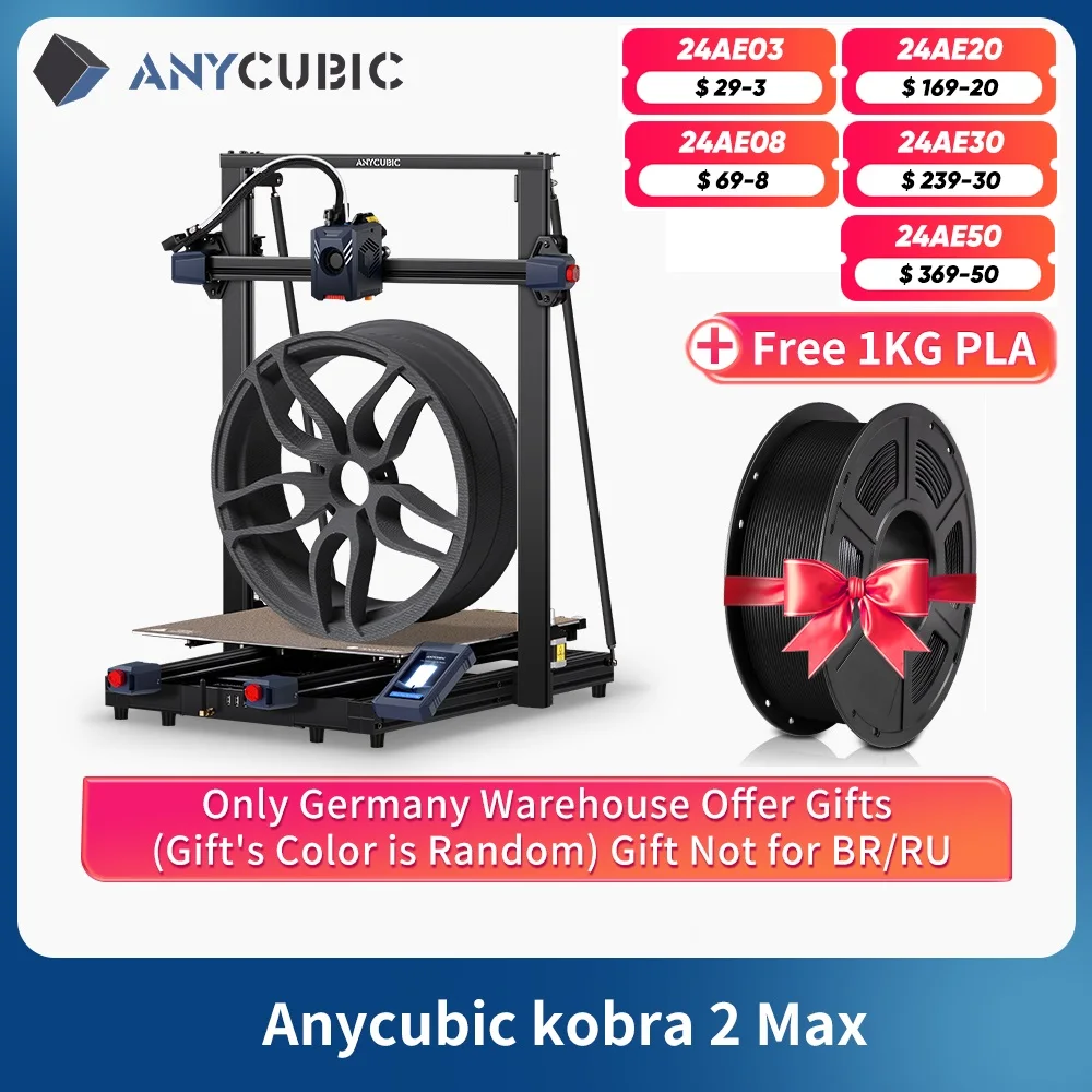 Anycubic Kobra 2 Max Fdm Stampante 3D Con Velocità Di Stampa 19.7In/S Supporta La Dimensione Di Costruzione Dell'App Anycubic Con 19.7 X 16.5X 16.5In