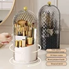 Makeup Brush Holder with Lid Diamond Birdcage 360° Rotating Makeup Organizer Dustproof Cosmetics Storage Box Lipstick Container 2