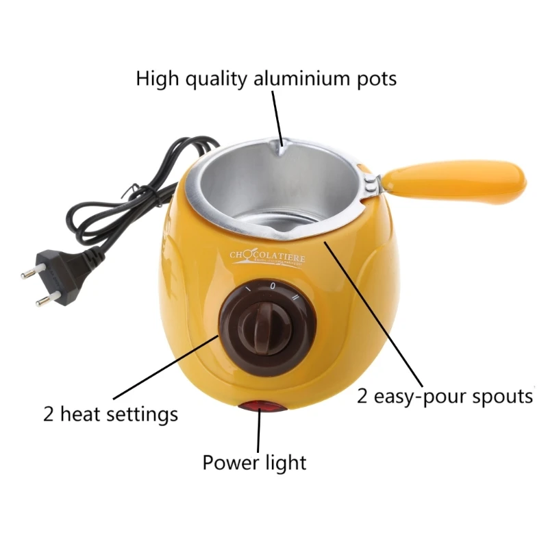 220V Electric Candy Chocolate Melting Pot EU Plug Chocolate Fountain DIY Kitchen Tool with Heart-shape Mold for Soap Making