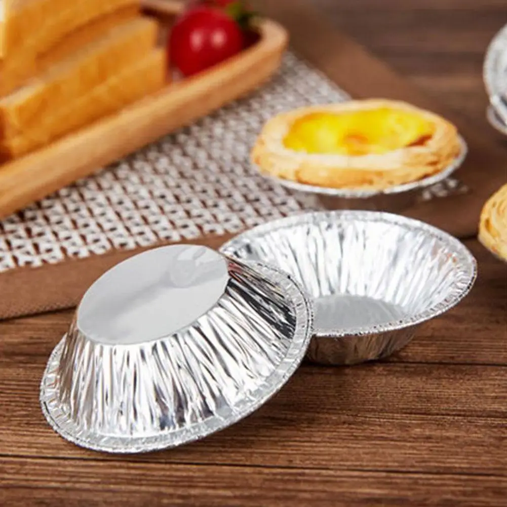 Disposable Egg Tart Molds Aluminum Foil Cupcake Mold Cake Cookie Mold 100Pcs Kitchen Bakeware Tools For Tart Pie Baking Cooking cake baking mold cake baking pans cannoli tubes baking molds