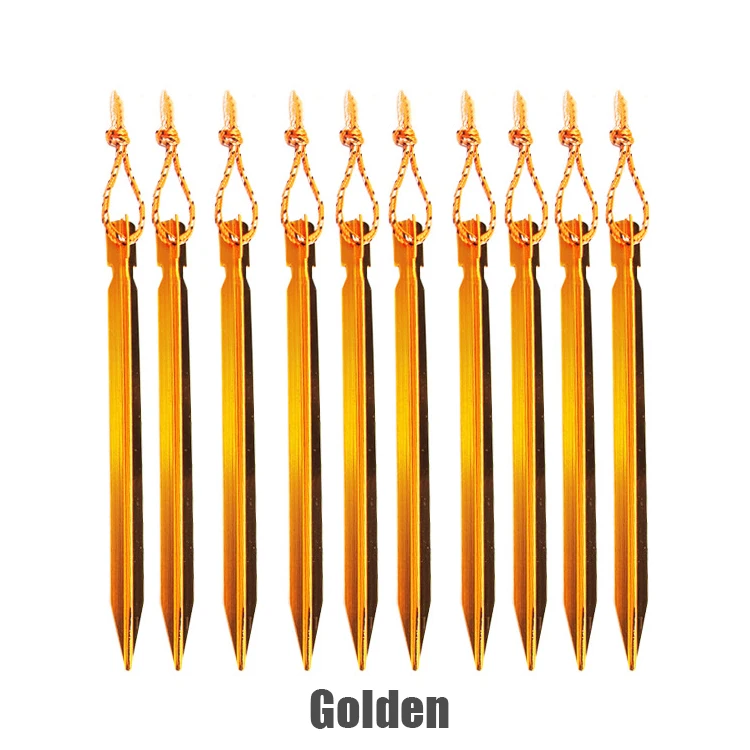 10-Pack Heavy Duty Aluminum Tent Stakes with Reflective Cords