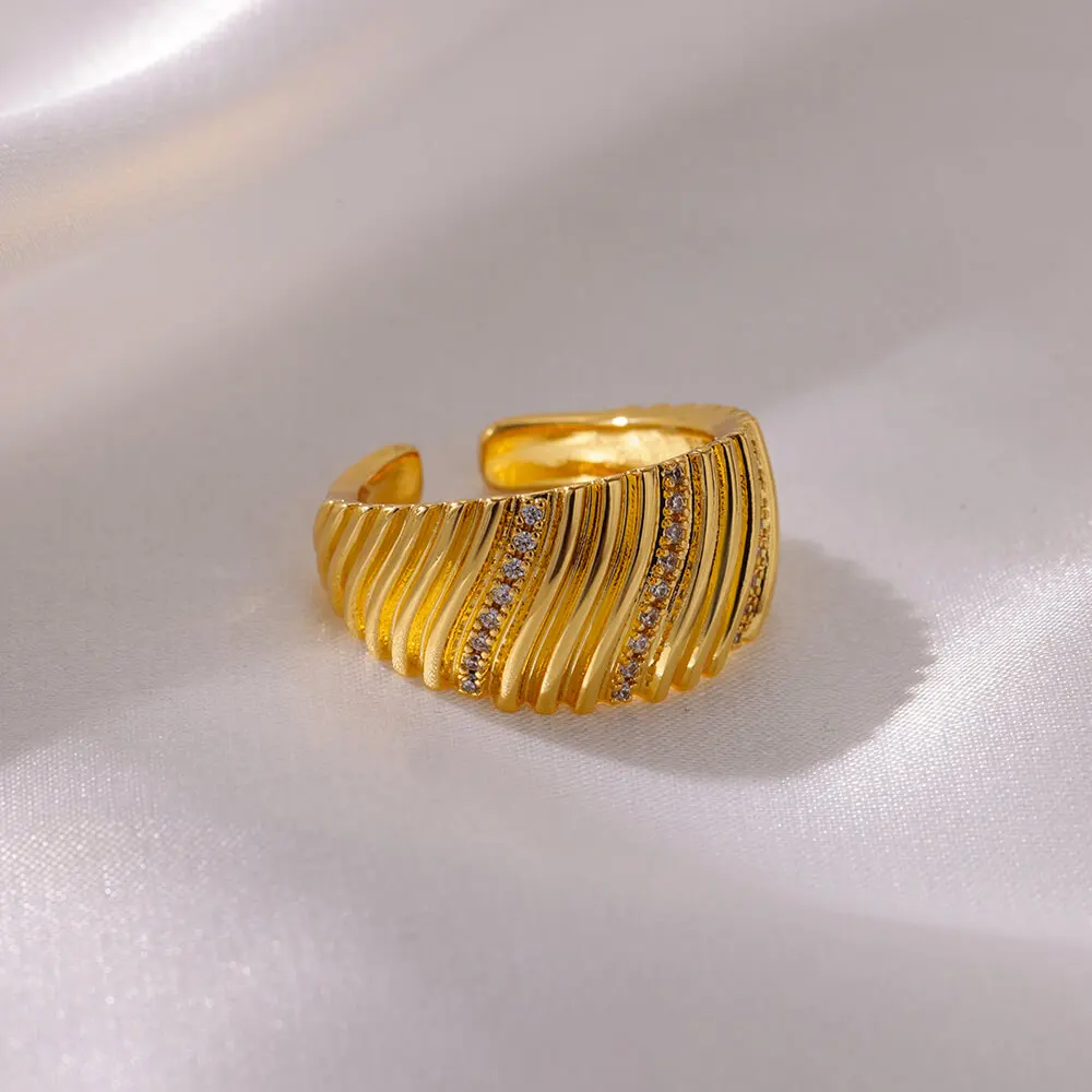 Stainless Steel Geometric Zircon Rings for Women Wedding Couple