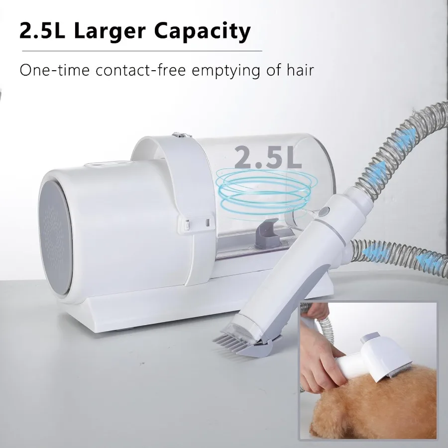 Pet Grooming Vacuum Kit for Shedding with 2.5L Large Capacity，Vacuum Groomer with 5 Pet Grooming Tools, Perfect for Dogs and Cat