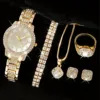 6/1pcs Glamorous Luxury Rhinestone Womens Watch with Quartz Movement - Stainless Steel Analog Wrist Watches 1