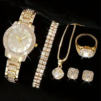 6/1pcs Glamorous Luxury Rhinestone Womens Watch with Quartz Movement - Stainless Steel Analog Wrist Watches 1