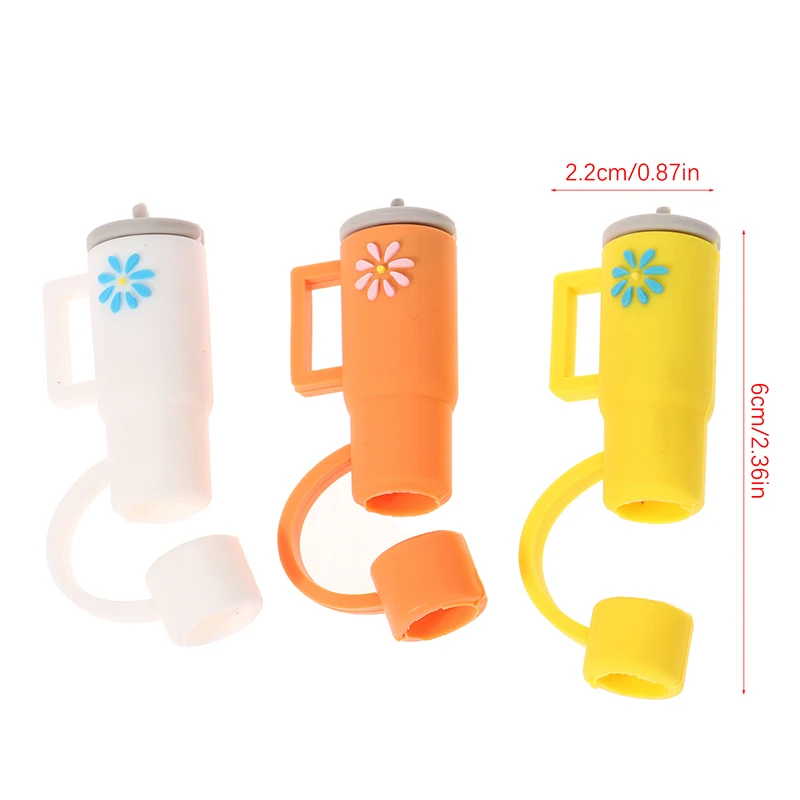1Pc Cartoon Silicone Straw Stopper Cap Fit With Stanley Cup Tools Drinking Dust Cap Splash Proof Plugs It Glass Cup Decoration