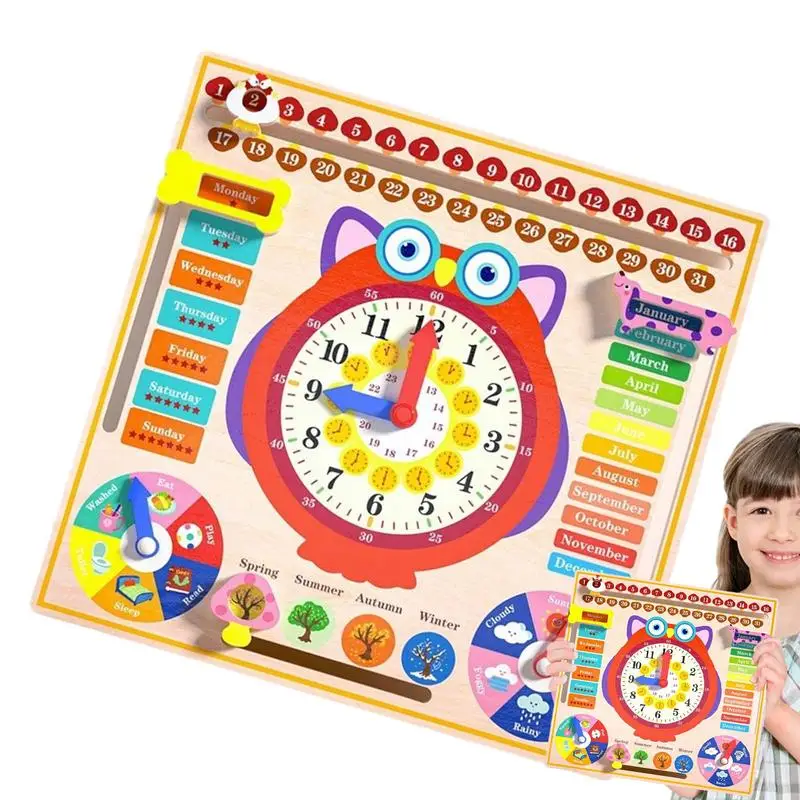 

Kids Montessori Wooden Clock Toys Weather Season Cognitive Board Time Learning Teaching Aids Toys Educational Toys For Kids