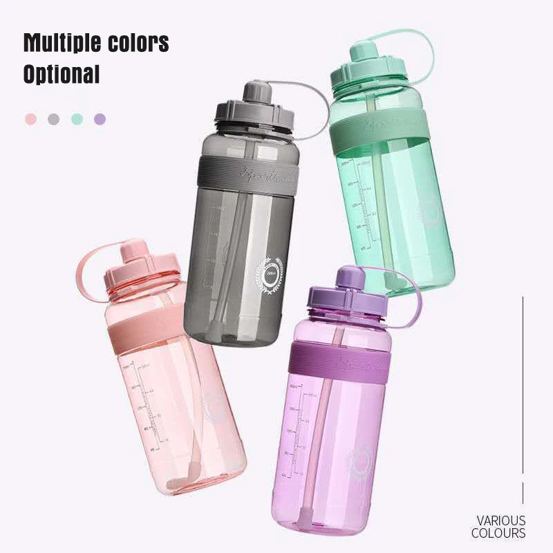 빨대 플라스틱 물컵, 재사용 가능 물컵, 야외 스포츠 600, 1000, 1500, 2000ml