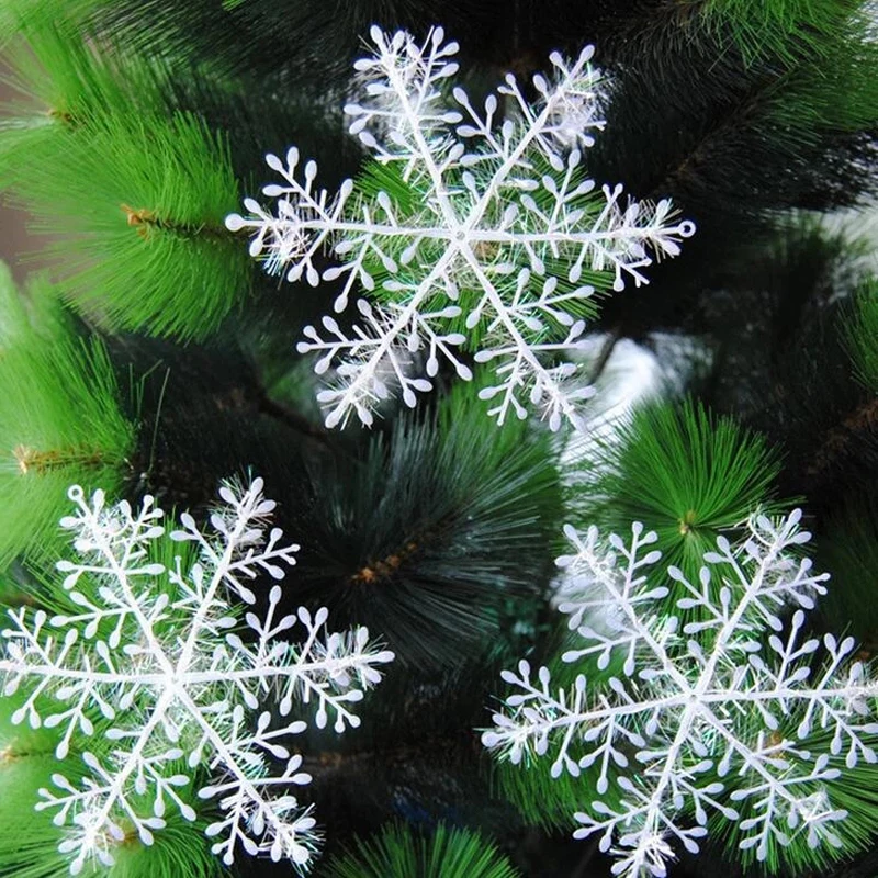 

12Pcs 11CM White Christmas Snowflake Xmas Tree Hanging Window New Year Ornament Winter Fake Snow Decorations For Home Party Gift