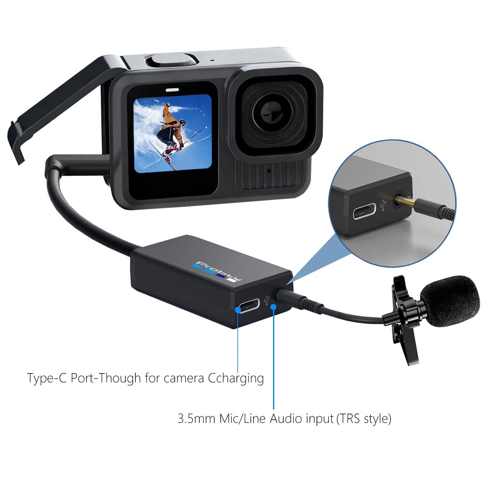 Adaptateur Micro Externe GoPro Hero 13/12/11/10/9/8/7/6/5 - Qualité Pro