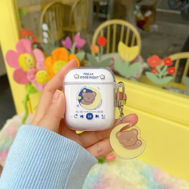 Cute Fresh Flower Earphone Case For AirPods 1 2 Pro Case Transparent TPU Air pods 3 Bluetooth Earphone Charging Box With Keyring 28