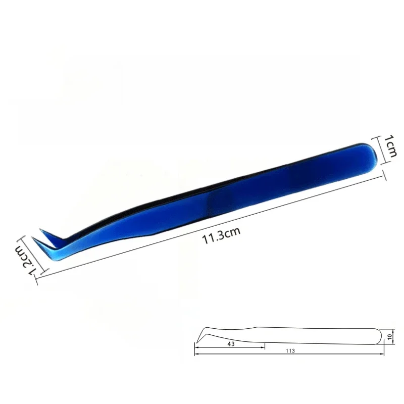New Arrival Blue Professional High Quality Eyelash Extension Tweezers Stainless Steel Anti-Shake Tweezers with Plastic Bottle 4