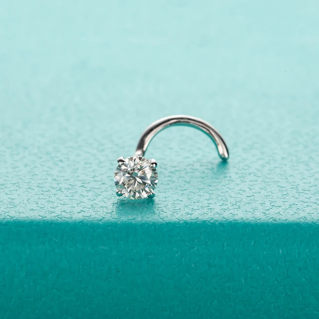 Real 14K Solid Gold Round Moissanite Diamond Nose Ring The Veloce