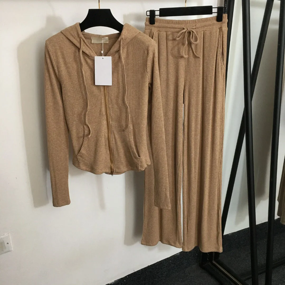 

2PCS Women Jackets Luxury Letters Embroidery Designer Zipper Long Sleeves Jacket Set Fashion Tops Long Pants Casual Sports Suit