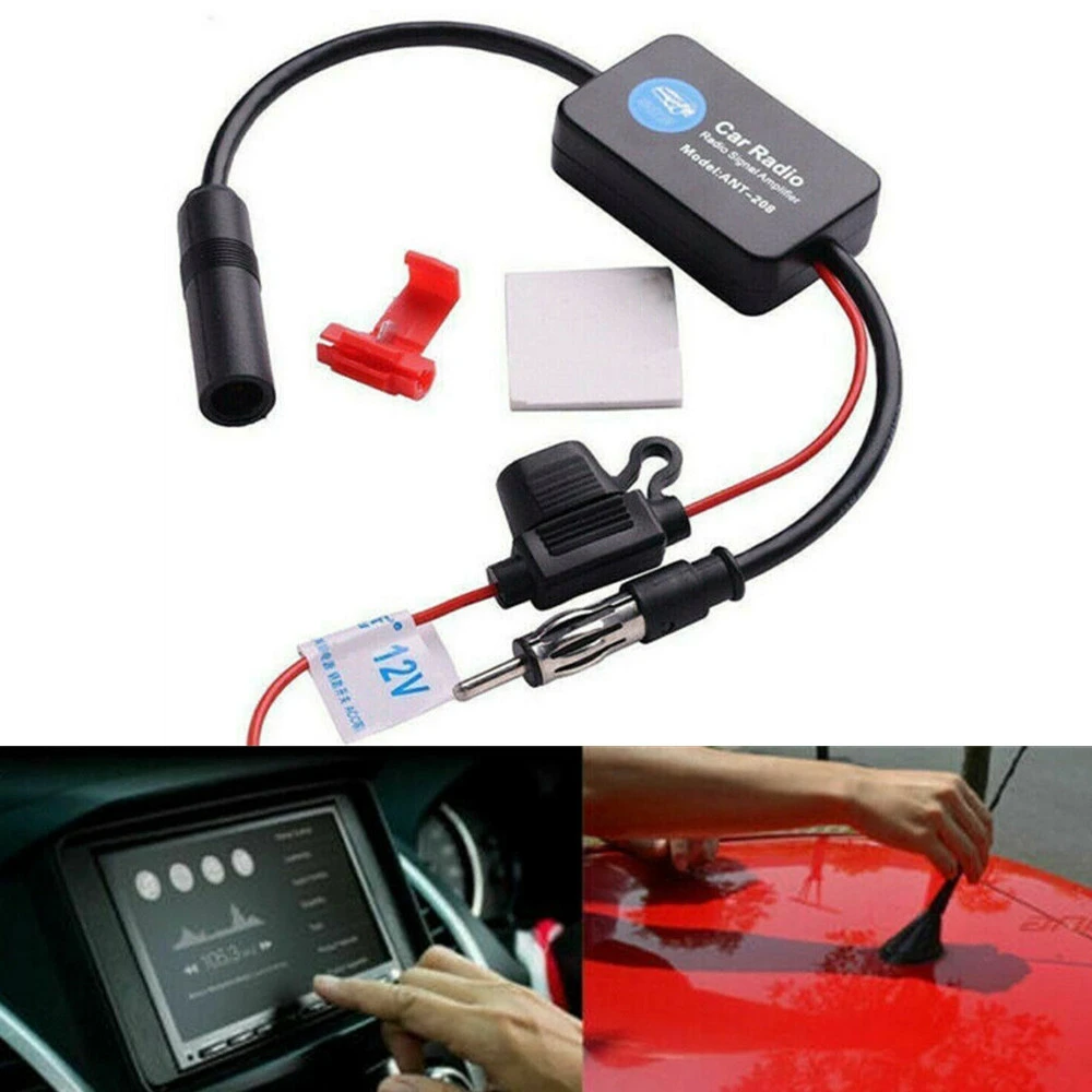 12V Car Radio Antenna FM Radio Signal Amplifier Booster Amp Car Antenna Aerials 80 108MHZ For