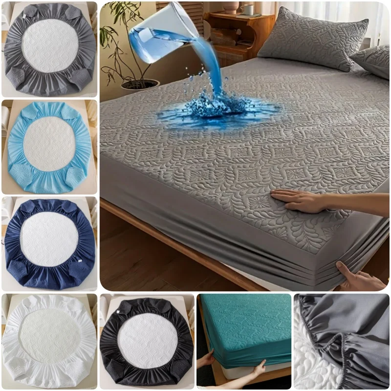 1PC Waterproof Mattress Protector Breathable Anti-mite Fitted Bed Sheet Mattress Cover Machine Washable No Pillowcase 1