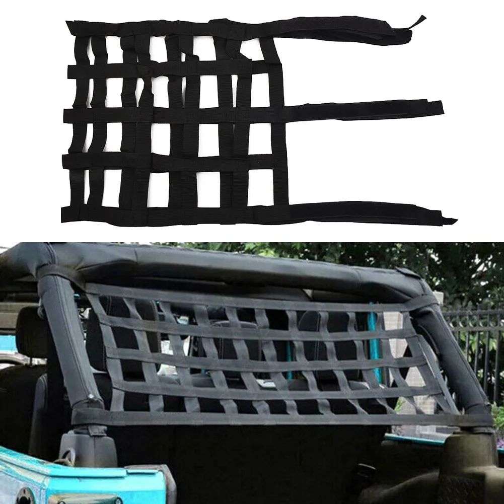 

1x Car Multifunction Roof Net Cargo Storage Grid Fits For Jeep For Wrangler TJ JK JL 1997-2019 Black Weaving Part 152cm*43cm