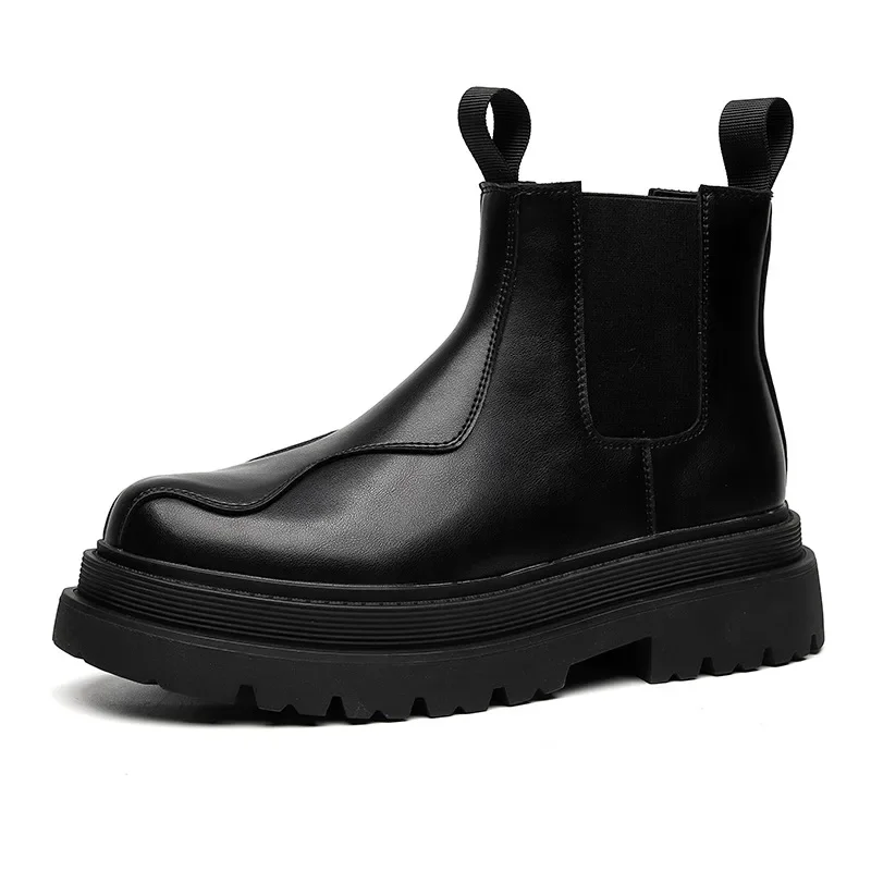 

Ботинки Sfot мужские кожаные, винтажные, на платформе, Повседневная модная дизайнерская обувь, черные, осень