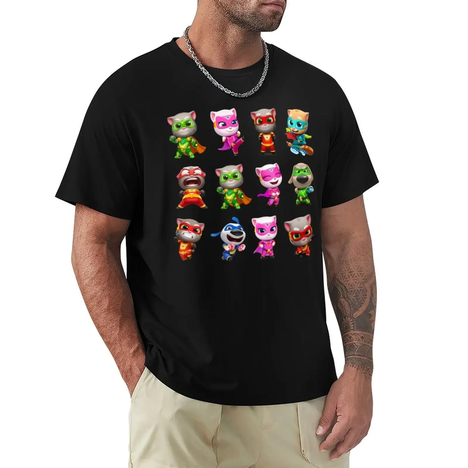Talking Tom And Friends T-Shirt Heavyweight T-Shirt Uomo Abbigliamento Anime Sweat Shirt Mens T-Shirt Anime