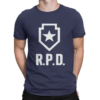 R-Resident Evil Game Creative TShirt for Men RPD Logo Round Neck Pure Cotton T Shirt Distinctive Gift Clothes Streetwear